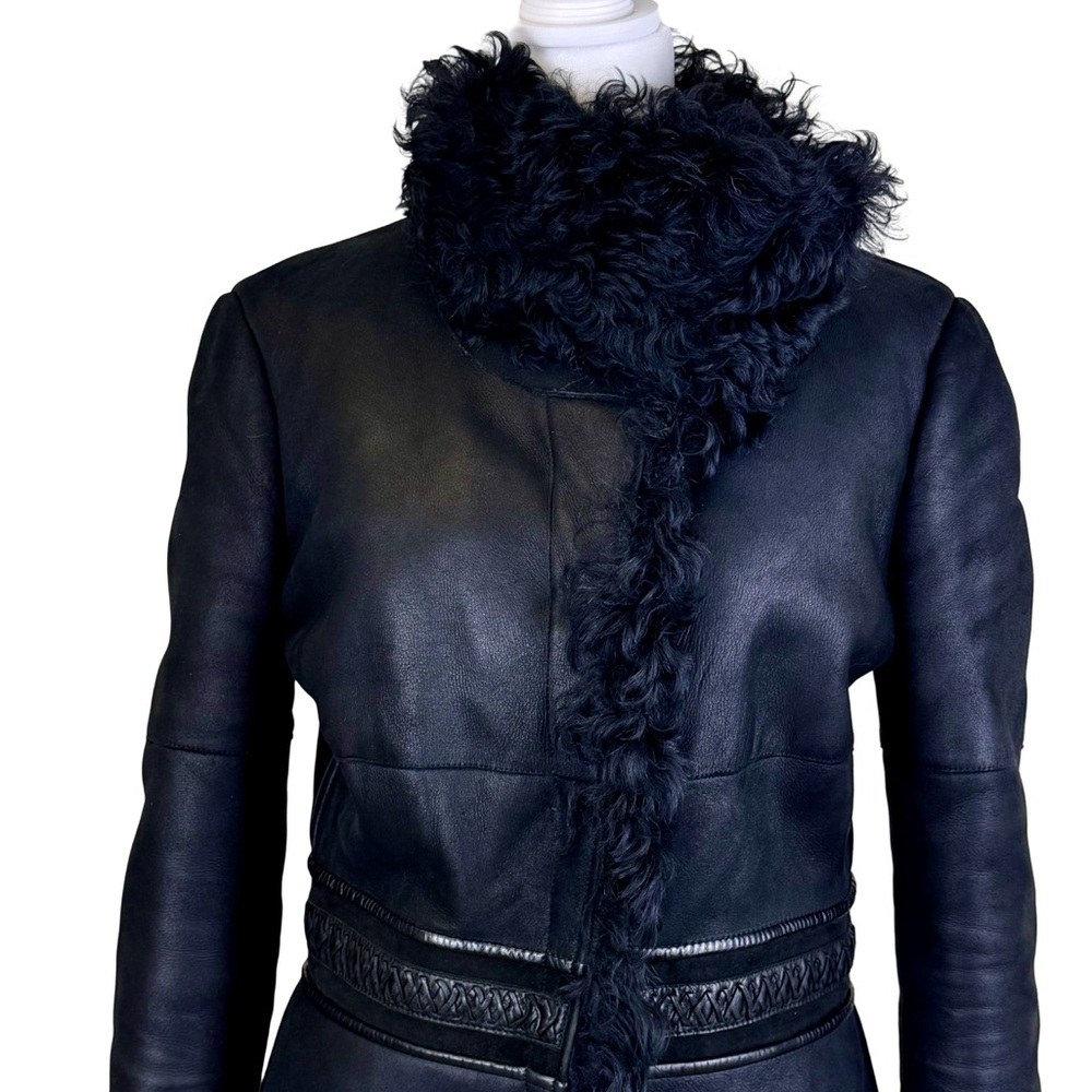 ROBERTO CAVALLI EXTRA LONG SHEARLING COAT IN BLACK - Picture 2 of 15